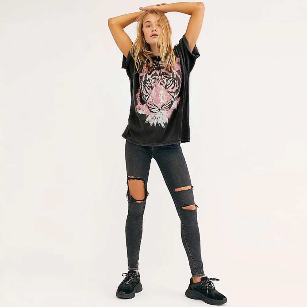 Fierce Boho Oversized Graphic Tiger Tee Lux Cotton - Picture 2 of 7